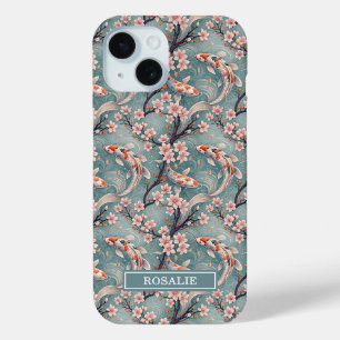 Japanischer Sakura-Koi-Fischdruck monogrammiert Case-Mate iPhone Hülle