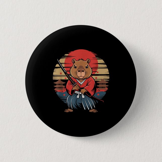 Japanischer Samurai Capybara  Button (Vorderseite)