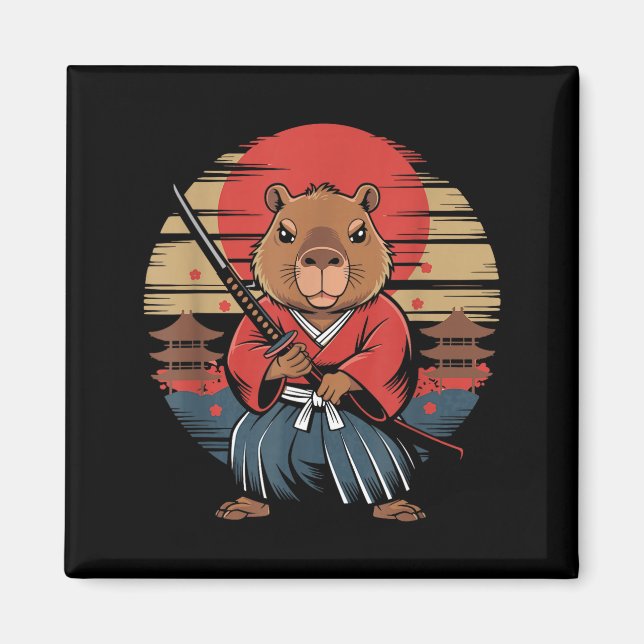 Japanischer Samurai Capybara  Magnet (Vorne)