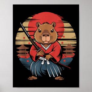 Japanischer Samurai Capybara Poster