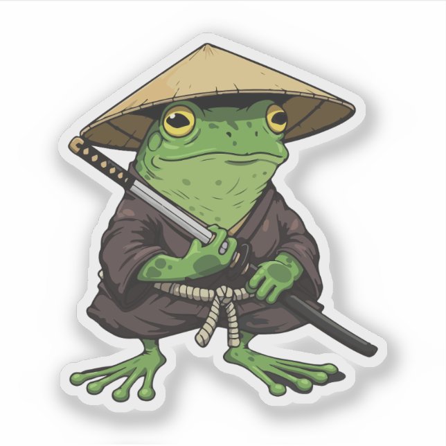Japanischer Samurai-Frosch Aufkleber (Vorderseite)