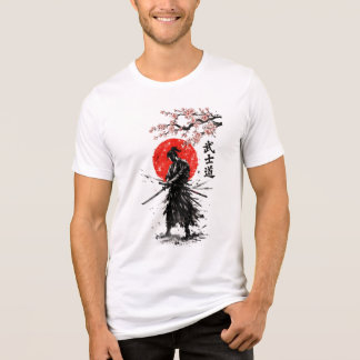 Japanischer Samurai-Kirschblüten-Sonne-Grafik-T-Sh Tri-Blend Shirt