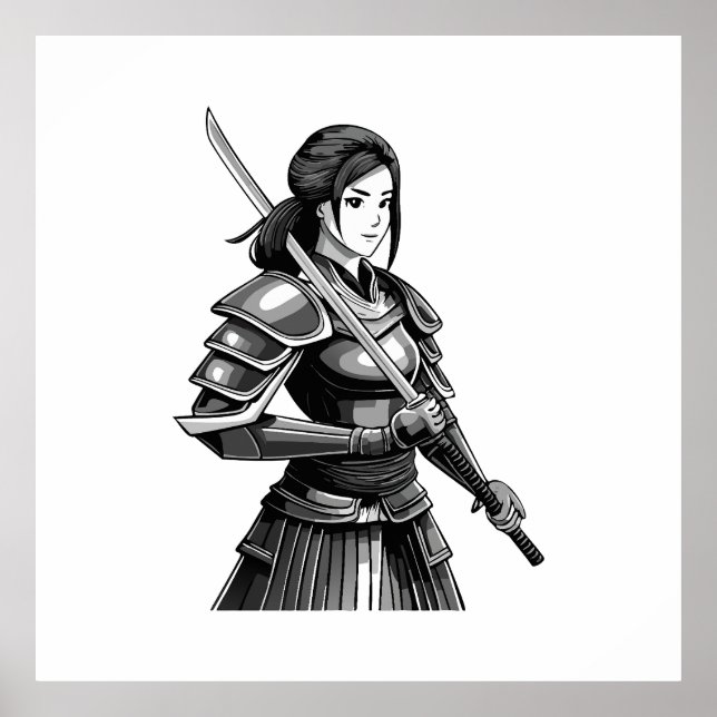 Japanischer Samurai-Krieger - Frau Poster (Vorne)