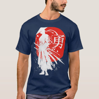 Japanischer Samurai-Krieger Retro-Japan-Kalligrafi T-Shirt
