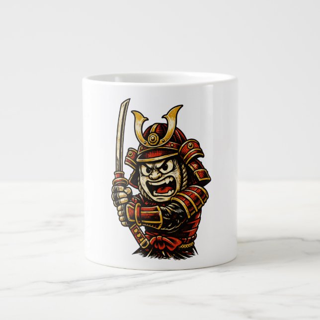 Japanischer Samurai-Krieger Rote Rüstung Cartoon-K Jumbo-Tasse (Vorderseite)