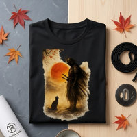Japanischer Samurai-Krieger & schwarze Katze Kunst