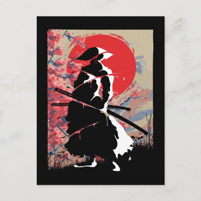 Japanischer Samurai Warrior Japan Bushido Schworsm Postkarte (Vorderseite)