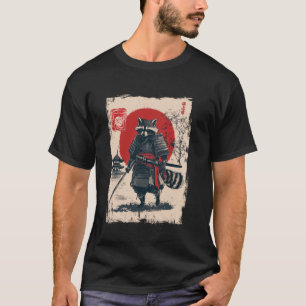 Japanischer Samurai-Waschbär mit Katana Krieger Ja T-Shirt