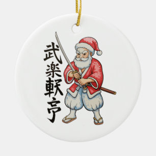Japanischer Santa Samurai Weihnachten Xmas Ferien Keramik Ornament