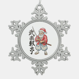 Japanischer Santa Samurai Weihnachten Xmas Urlaub Schneeflocken Zinn-Ornament