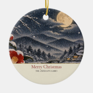 Japanischer Schnee Mond Roter Kamelie Familienname Keramik Ornament