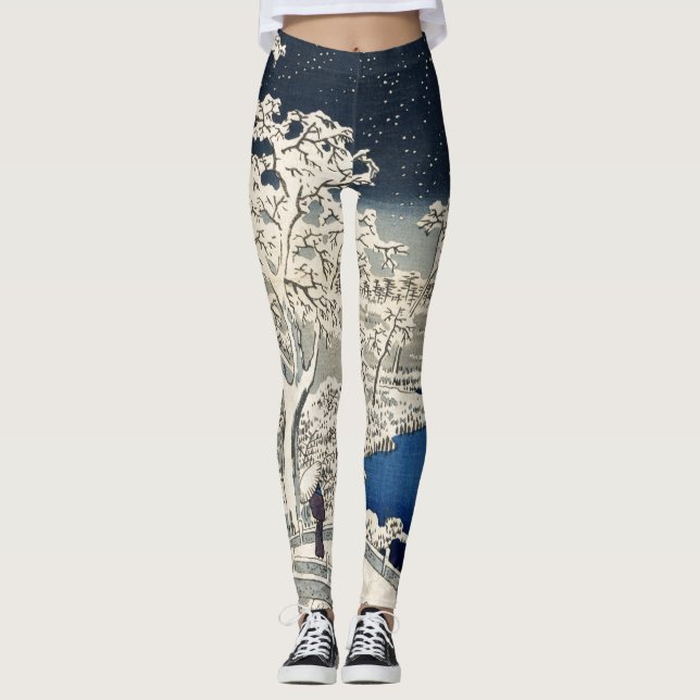 JAPANISCHER SCHNEESDRUCK FALLENDER Leggings (Vorderseite)