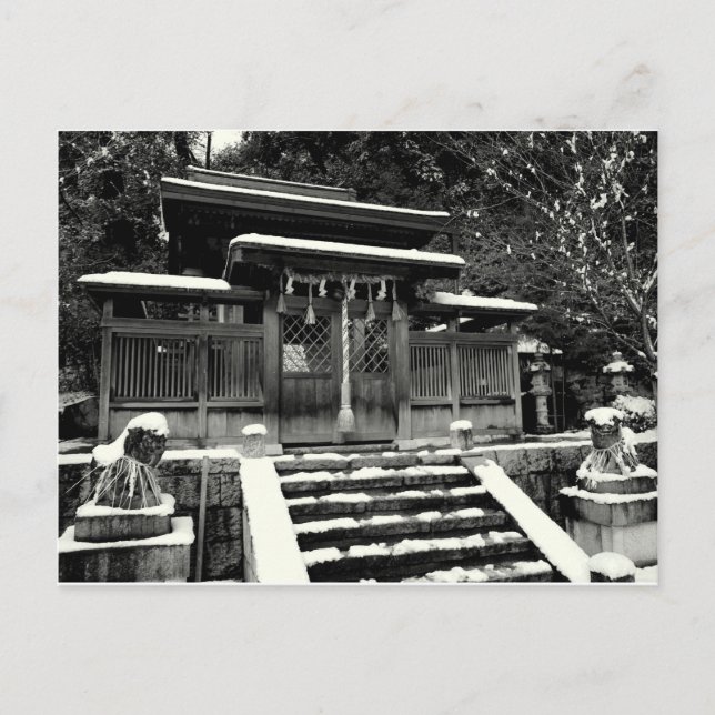 Japanischer Schrein im Schnee Postkarte (Vorderseite)