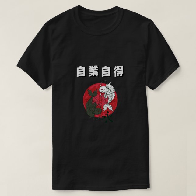 Japanischer Schriftart mit Koi T-Shirt (Design vorne)
