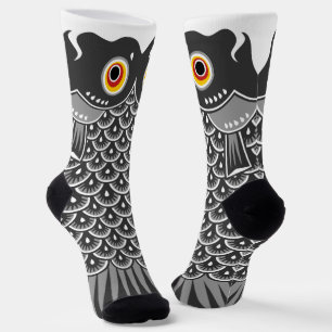 Japanischer schwarzer Koinobori-Karpfenwindsack Socken