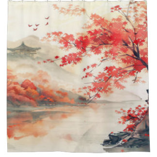 japanischer Sonnenaufgang-Duschvorhang Duschvorhang
