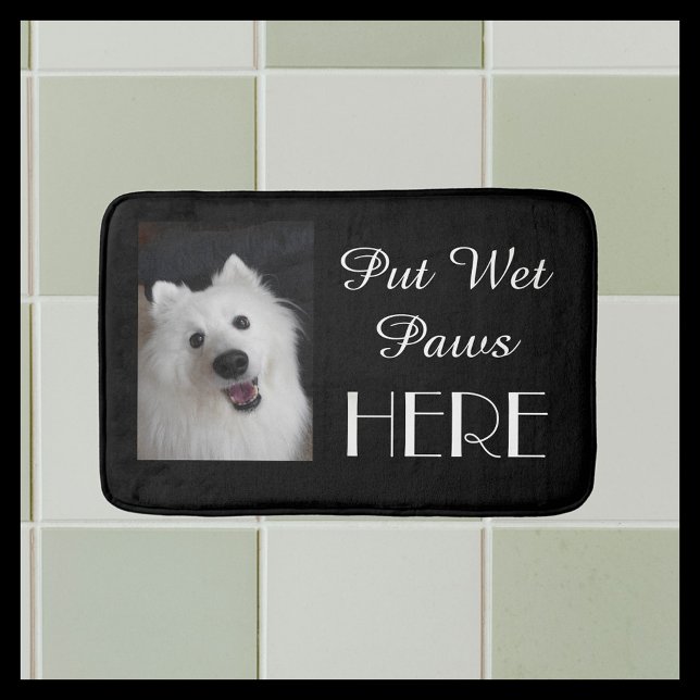 Japanischer Spitz Black Funny Paws Plush Bath Mat Badematte (Von Creator hochgeladen)