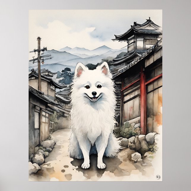 Japanischer Spitz - Dog Art Print Poster (Vorne)