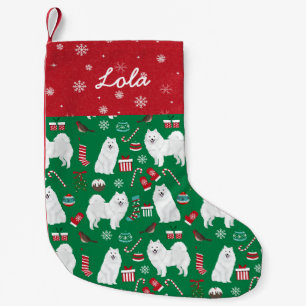Japanischer Spitz-Hund-individuelle Name Kleiner Weihnachtsstrumpf