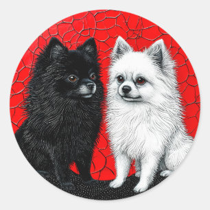 Japanischer Spitz-Hund Runder Aufkleber