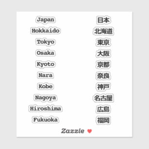Japanischer Stadtname Englisch & Japanisches Des Aufkleber