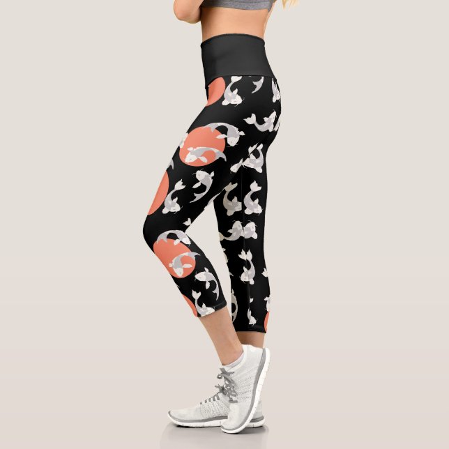 japanischer Stil Koi Art Pattern Capri Leggings (Links)