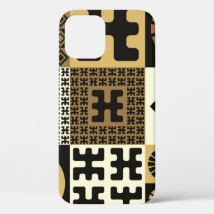Japanischer Stil, schwarze goldene nahtlose Muster Case-Mate iPhone Hülle