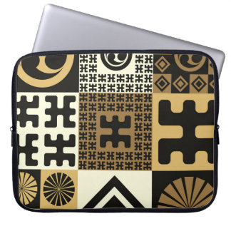 Japanischer Stil, schwarze goldene nahtlose Muster Laptopschutzhülle