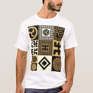Japanischer Stil, schwarzes Gold nahtlose Muster. T-Shirt