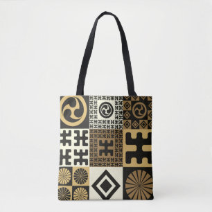 Japanischer Stil, schwarzes Gold nahtlose Muster. Tasche
