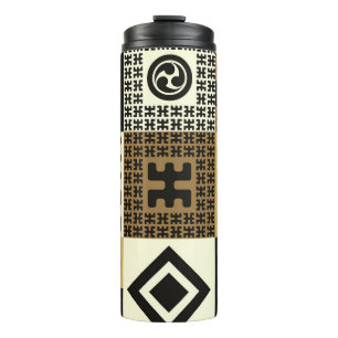 Japanischer Stil, schwarzes Gold nahtlose Muster. Thermosbecher