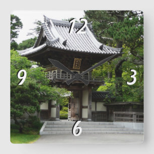 Japanischer Teegarten in San Francisco Quadratische Wanduhr