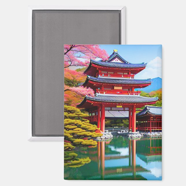 Japanischer Tempel Magnet (Vorderseite/Rückseite)