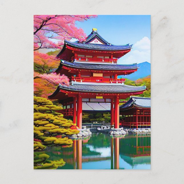 Japanischer Tempel Postkarte (Vorderseite)