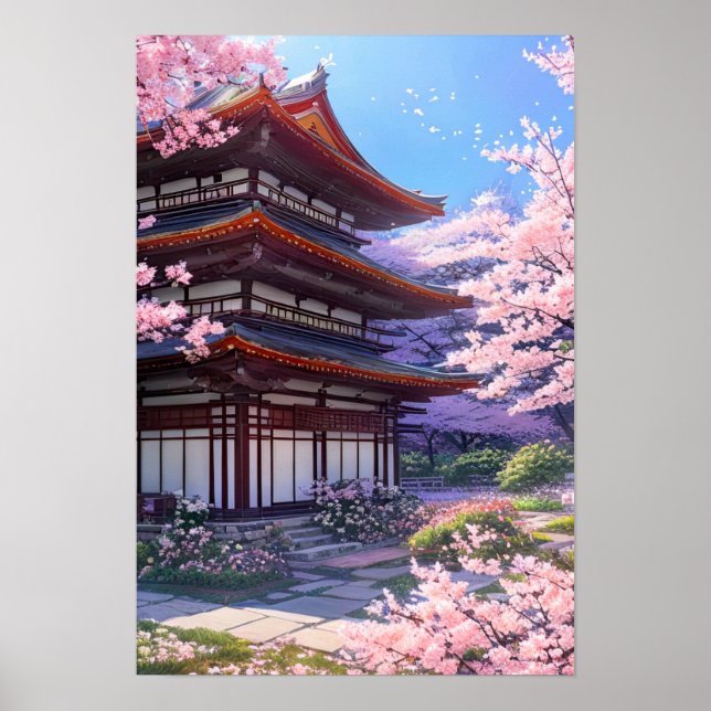 Japanischer Tempelgarten Poster (Vorne)