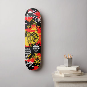 Japanischer Tiger asiatische gemischte Medienkultu Skateboard