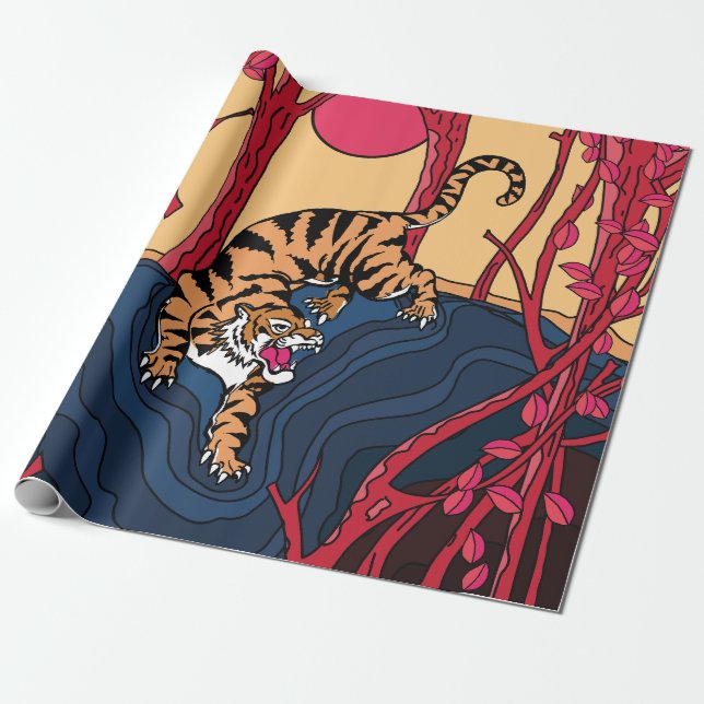 Japanischer Tiger Geschenkpapier (Ungerollt)