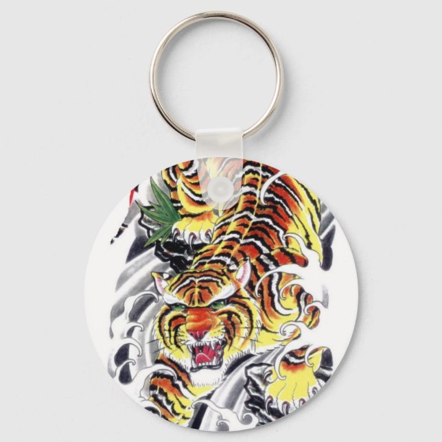 Japanischer Tiger Tattoo Design Schlüsselanhänger (Vorderseite)