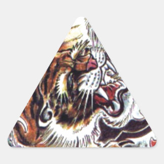 Japanischer Tiger Tattoo Dreieckiger Aufkleber