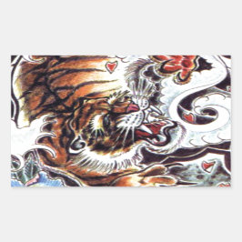 Japanischer Tiger Tattoo Rechteckiger Aufkleber