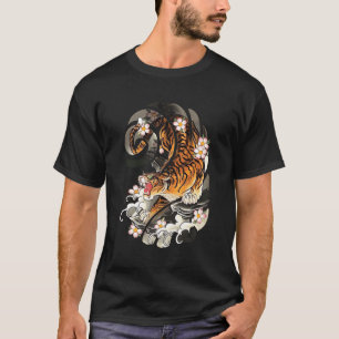 Japanischer Tiger Traditioneller asiatischer Kirsc T-Shirt