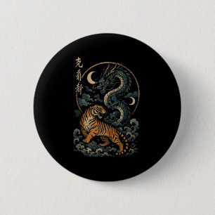 Japanischer Tigerdrache Yin und Yang Mythische Ost Button