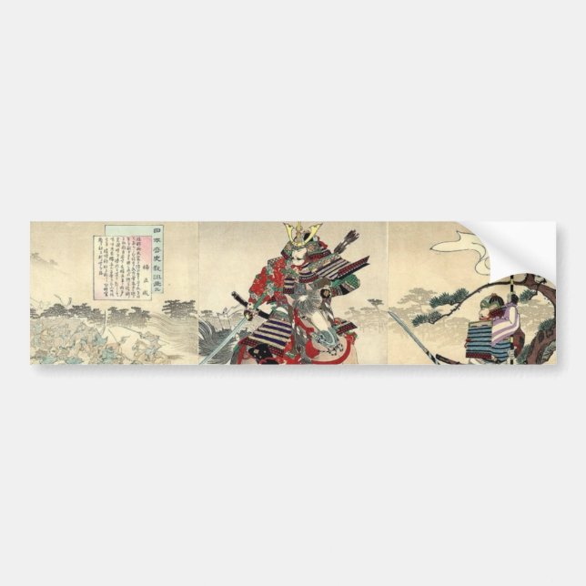 Japanischer Ukiyo-e-Pferd Ritterkrieger Samurai Autoaufkleber (Vorne)