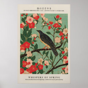 Japanischer Vogel Giclée-Druck Ukiyo-e asiatische  Poster