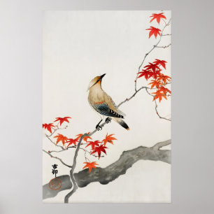 Japanischer Vogel Wandkunst Druck Roter Ahorn Bota Poster
