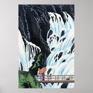 Japanischer Wasserfall Vintage-Kunst Poster