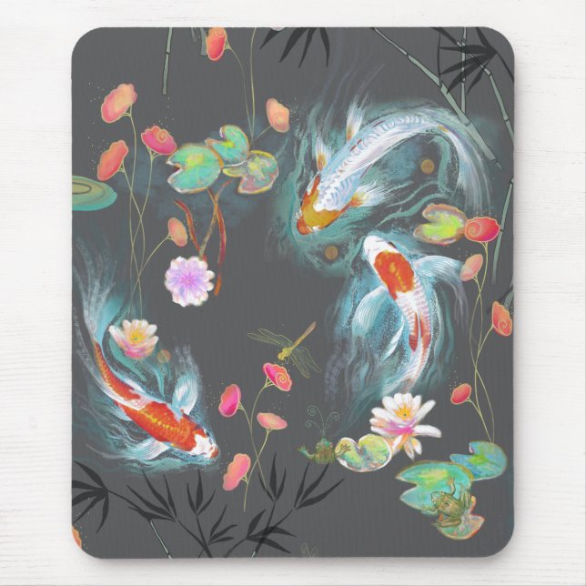 Japanischer Wassergarten Charcoal Mouse Pad Mousepad (Vorne)