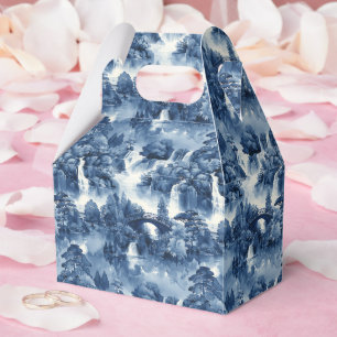 Japanischer Wassergarten in einem blauen weißen Po Geschenkschachtel