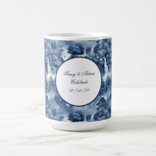 Japanischer Wassergarten in einem blauen weißen Po Kaffeetasse
