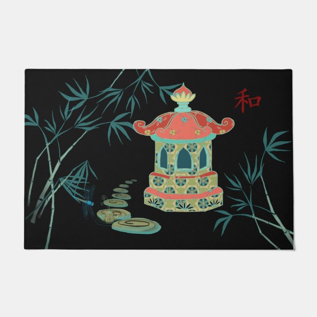 Japanischer Wassergarten Temple Door Mat Fußmatte (Vorderseite)